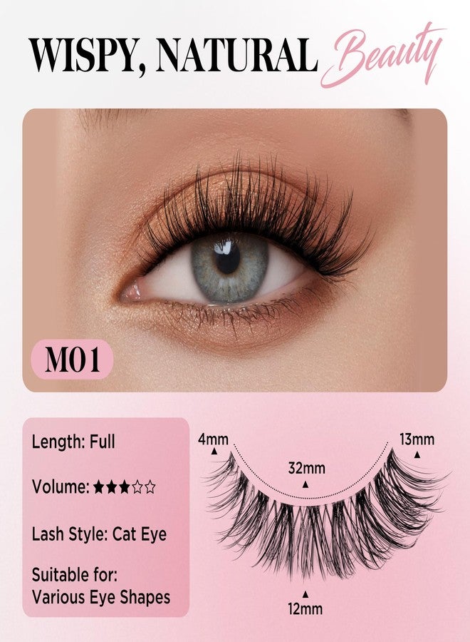 Bepholan False Eyelashes Natural Look Wispy Eyelashes 3D Fluffy Fake Eye Lashes Soft Band Easy to Apply 3 Pair Faux Mink Strip Lashes(M01) - Image 2